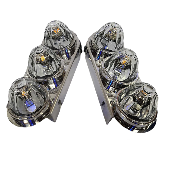 Peterbilt 379/389 stainless steel air cleaner bracket with 3 watermelon light holes - PAIR