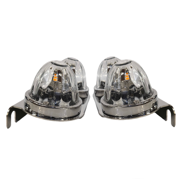 Peterbilt 379/389 stainless steel air cleaner bracket with 2 watermelon light holes - PAIR