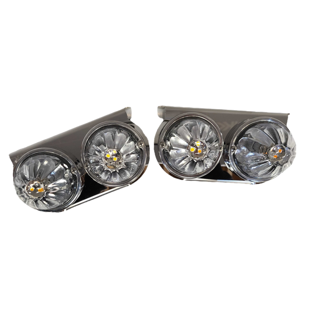 Peterbilt 379/389 stainless steel air cleaner bracket with 2 watermelon light holes - PAIR