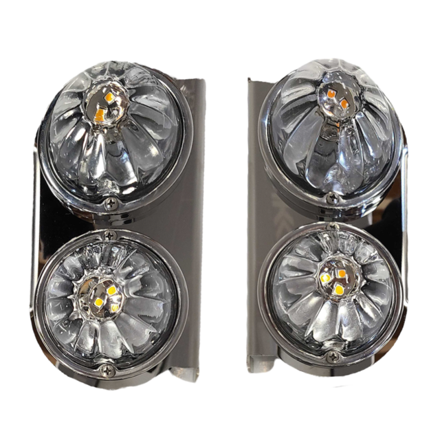 Peterbilt 379/389 stainless steel air cleaner bracket with 2 watermelon light holes - PAIR