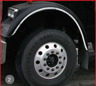 Freightliner Classic / Classic XL stainless steel front fender trim - PAIR