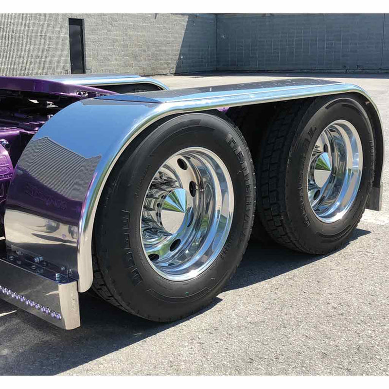 "The Boss" stainless steel 142" length smooth full fenders with extra long drop - PAIR