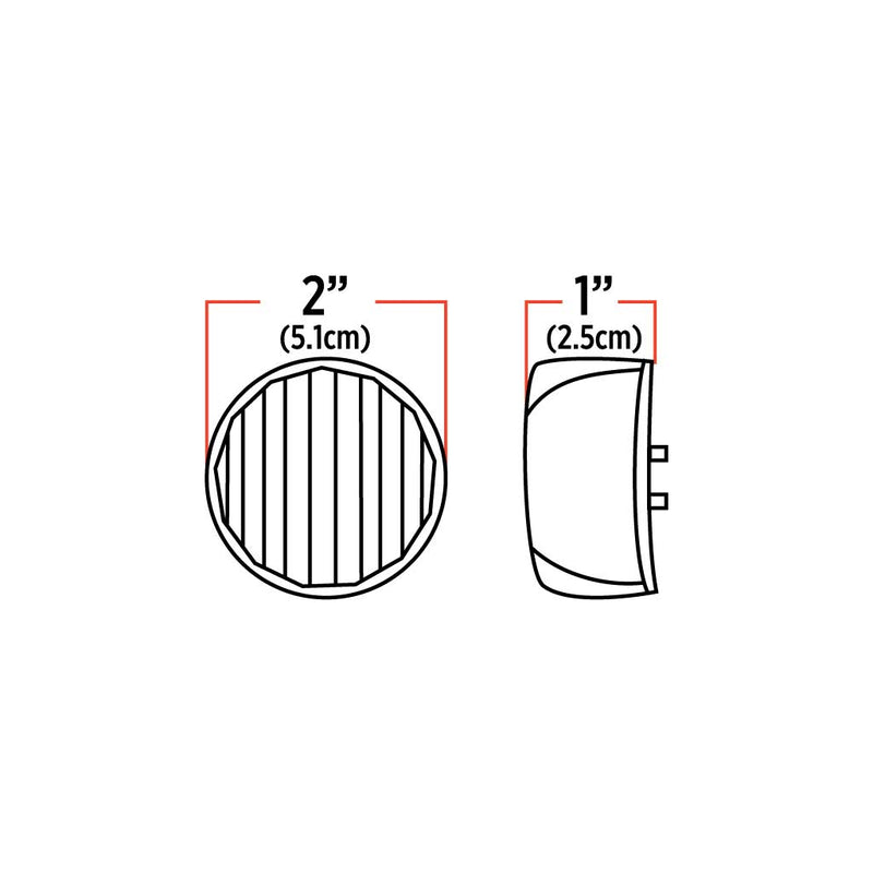 Red 2" round 9 diode LED marker / clearance light - CLEAR lens