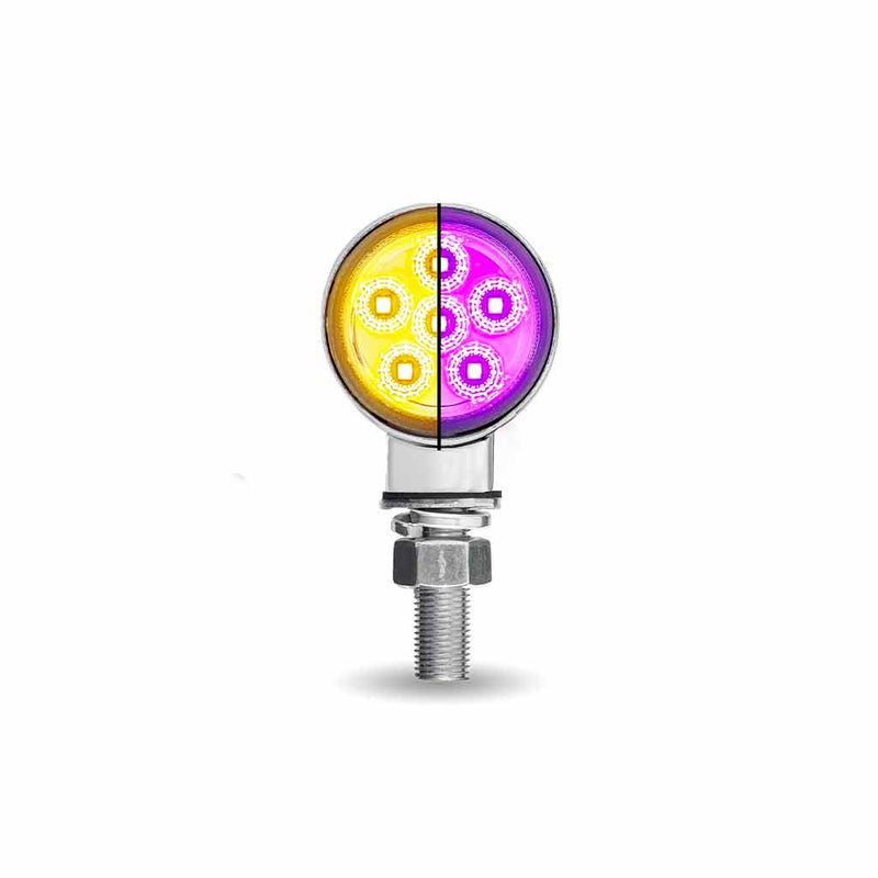 Dual Revolution Amber/Red/Purple 1.8" MINI round pedestal LED marker/turn signal/auxiliary light