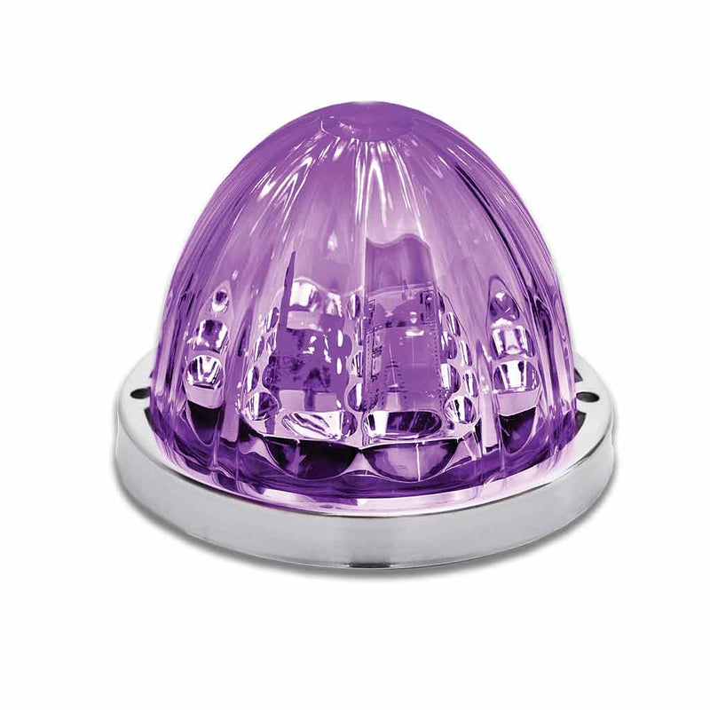 "Starburst" Dual Revolution Amber/Purple 19 diode watermelon-style LED turn signal/auxiliary light - CLEAR lens