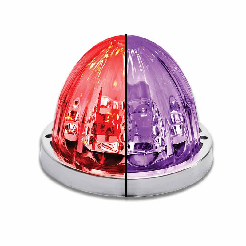 "Starburst" Dual Revolution Red/Purple 19 diode watermelon-style LED turn signal/auxiliary light - CLEAR lens