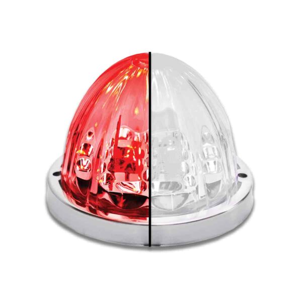 "Starburst" Dual Revolution Red/White 19 diode watermelon-style LED turn signal/auxiliary light - CLEAR lens