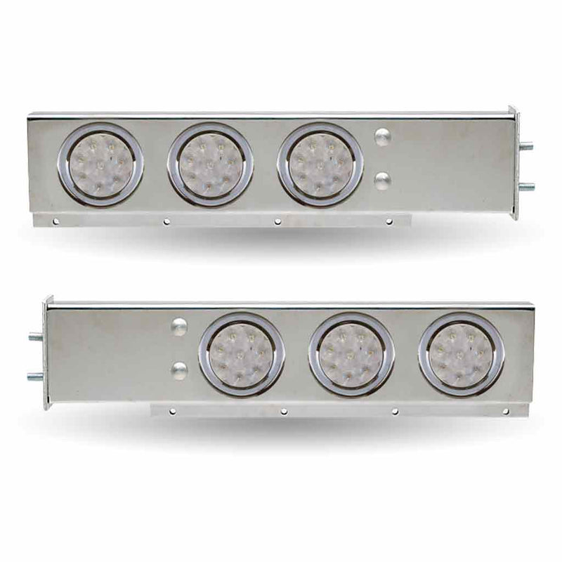 Stainless steel mudflap hanger w/6 round 4" Red LED lights - 2.5" Bolt hole spacing