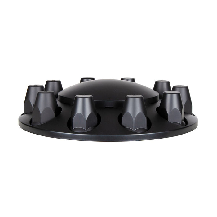 Black ABS plastic front axle cover w/ten 33mm thread-on lugnut covers