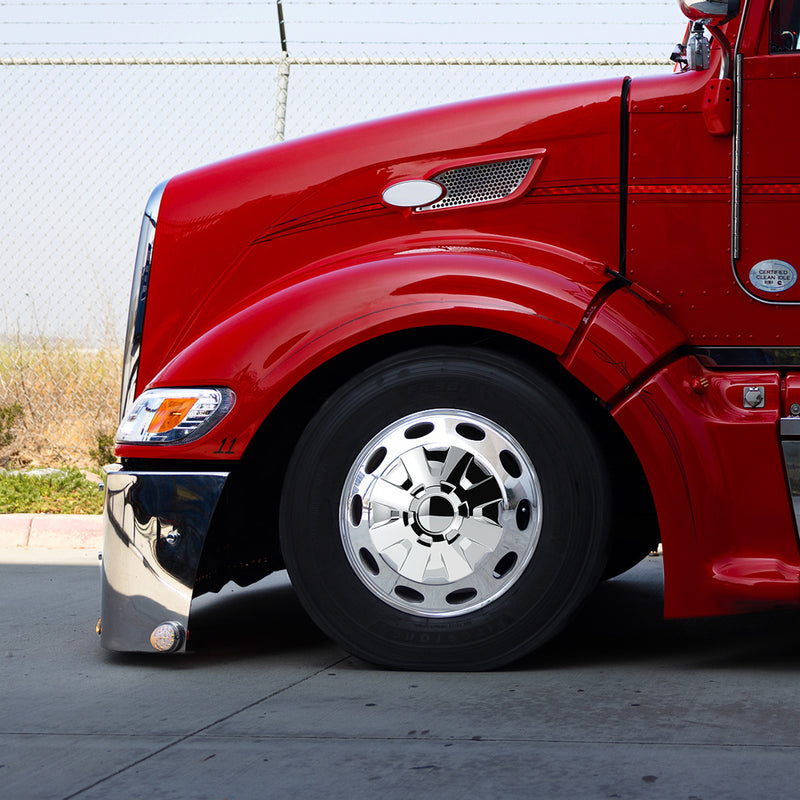 "Rubicon" chrome ABS plastic front axle cover w/ten 33mm thread-on lugnut covers