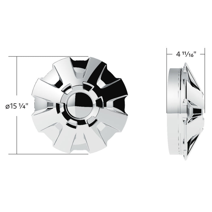 "Rubicon" chrome ABS plastic front axle cover w/ten 33mm thread-on lugnut covers