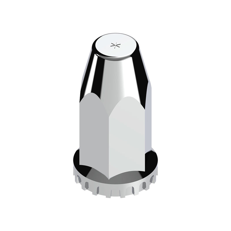 33mm chrome plastic screw-on extra-long lug nut cover w/flange