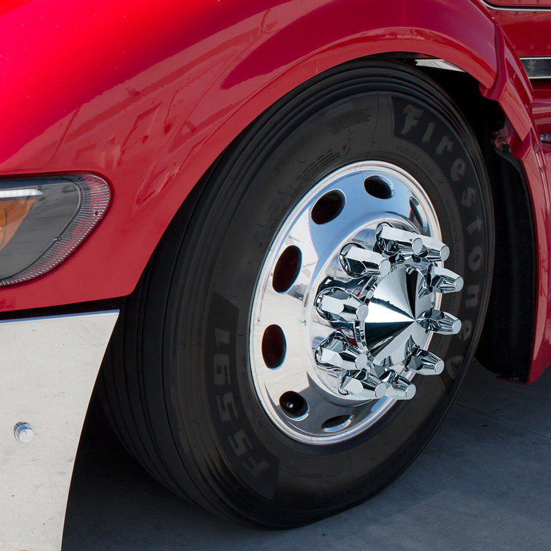 33mm chrome plastic screw-on extra-long lug nut cover w/flange