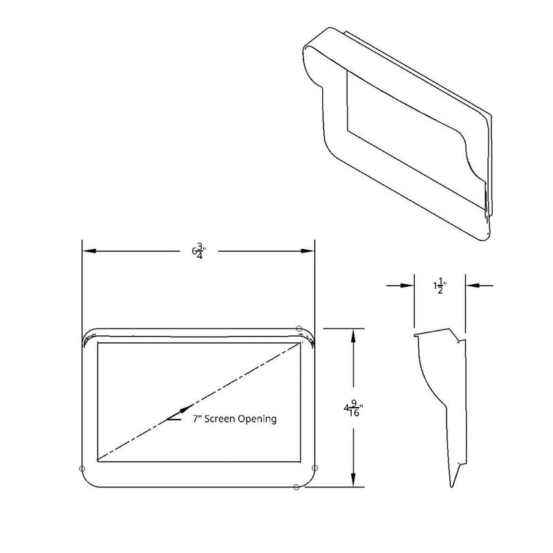 Peterbilt 579 2012-2021 chrome plastic bezel for 7" navigation screen