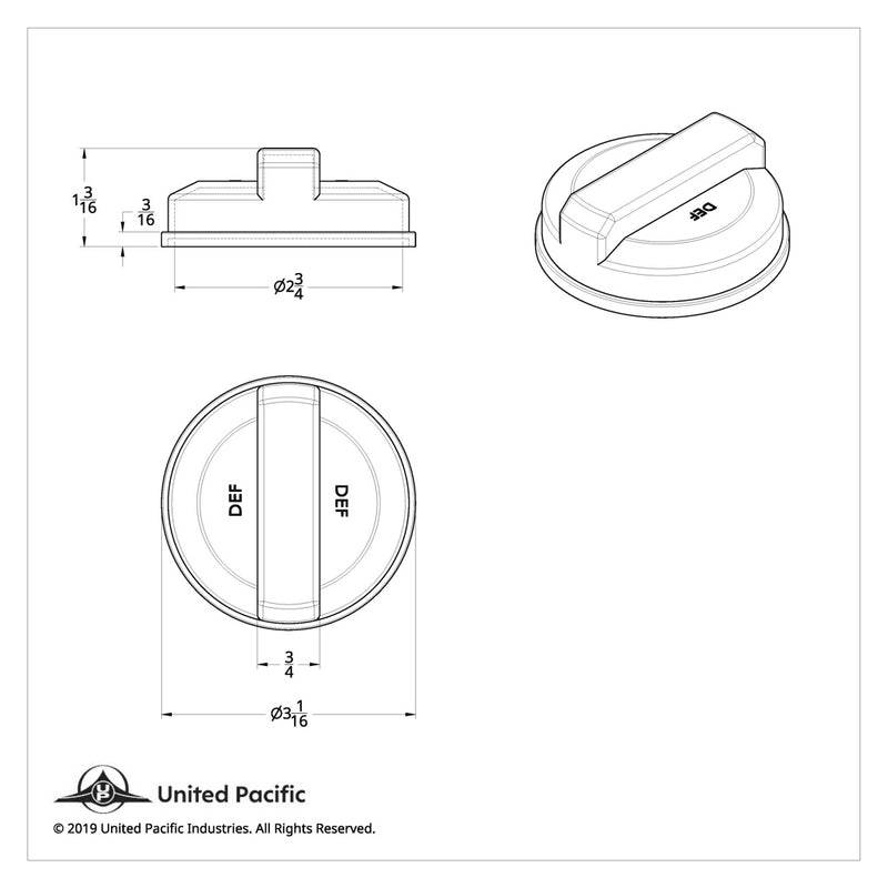Peterbilt 389 / Kenworth T680 chrome plastic diesel exhaust fluid (DEF) tank cap cover