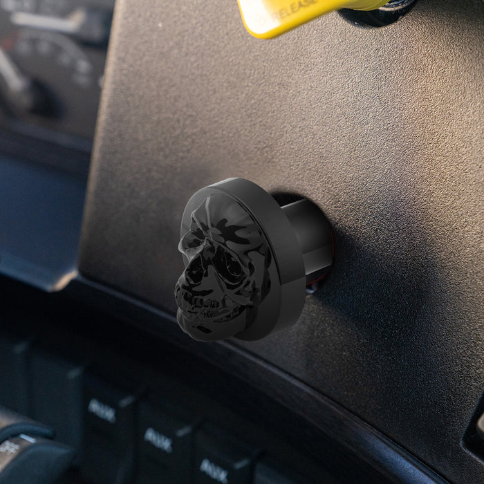 Glossy Black Skull aluminum thread-on style air brake knob - SINGLE