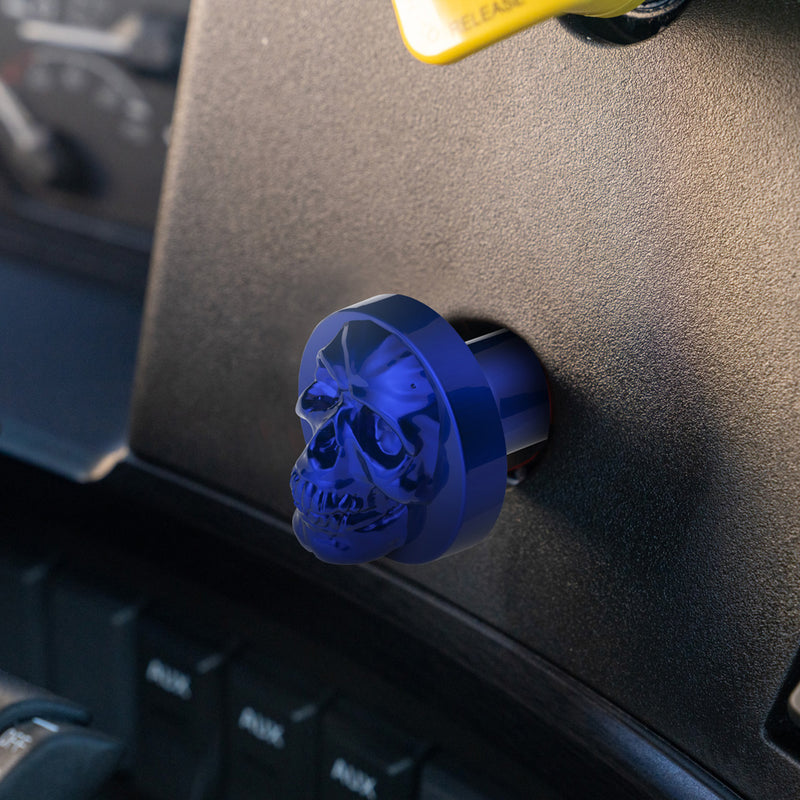 Indigo Blue Skull aluminum thread-on style air brake knob - SINGLE