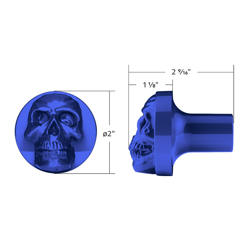 Indigo Blue Skull aluminum thread-on style air brake knob - SINGLE