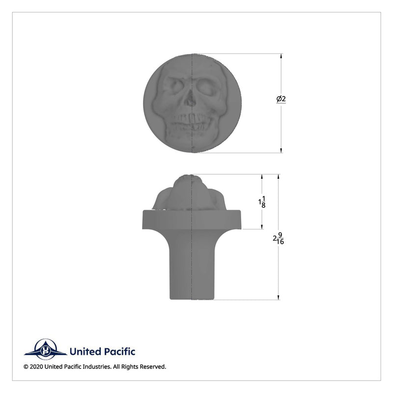 Indigo Blue Skull aluminum thread-on style air brake knob - SINGLE