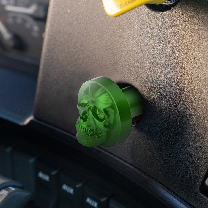 Emerald Green Skull aluminum thread-on style air brake knob - SINGLE