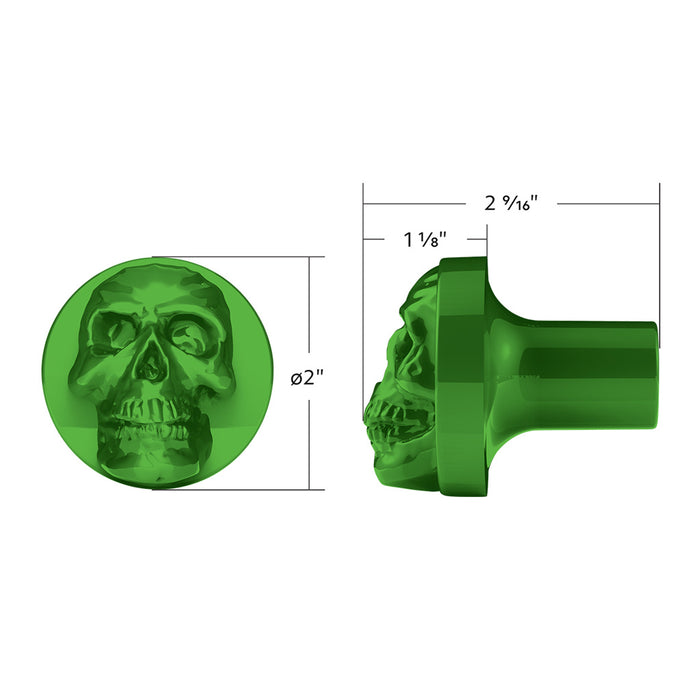 Emerald Green Skull aluminum thread-on style air brake knob - SINGLE