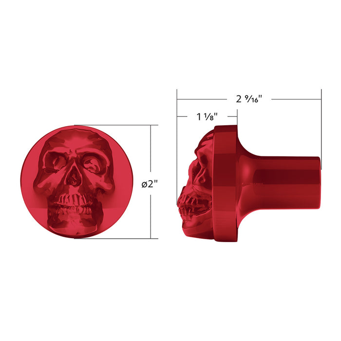 Candy Red Skull aluminum thread-on style air brake knob - SINGLE