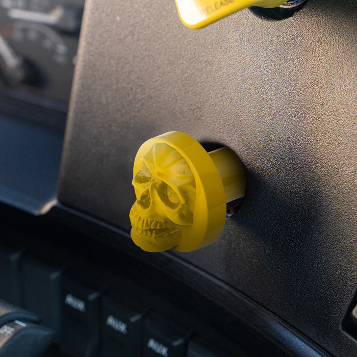 Electric Yellow Skull aluminum thread-on style air brake knob - SINGLE