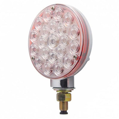 Red 21 diode LED single-face pedestal turn signal light - CLEAR lens