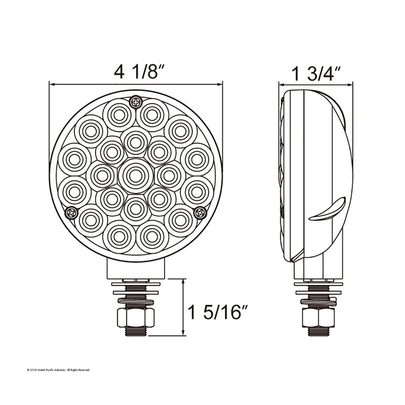 Red 21 diode LED single-face pedestal turn signal light - CLEAR lens
