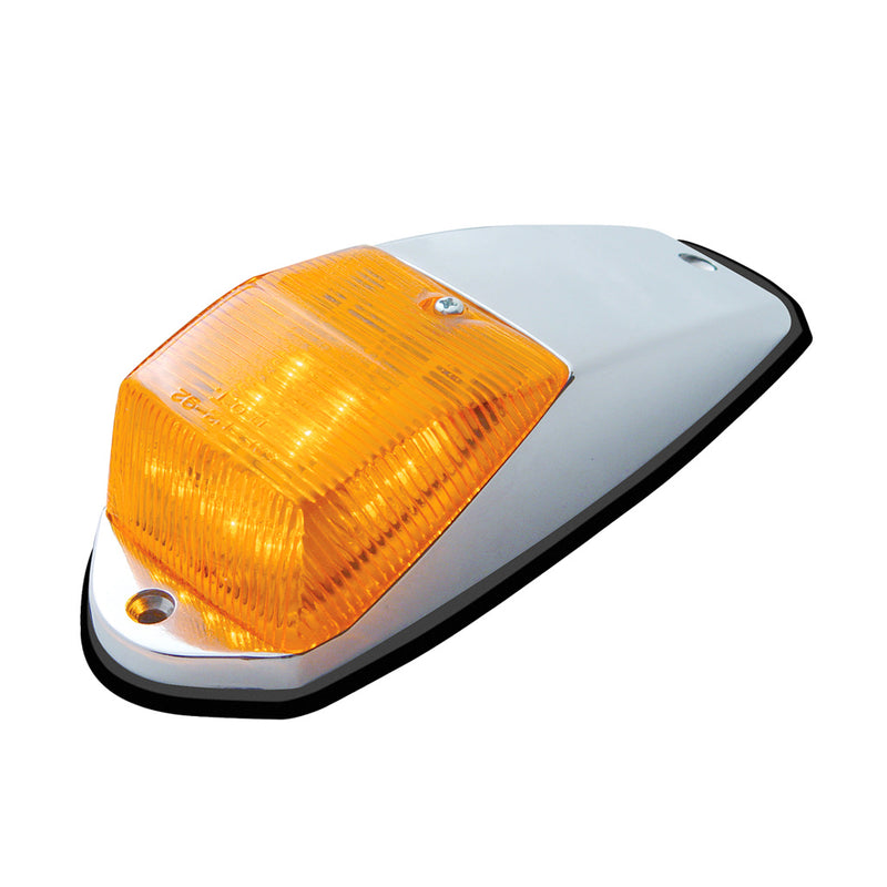 Amber 15 diode LED small rectangular cab light w/chrome housing