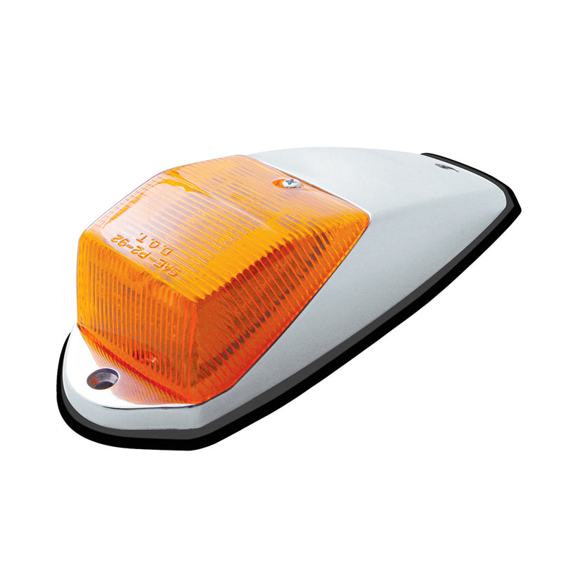 Amber 15 diode LED small rectangular cab light w/chrome housing