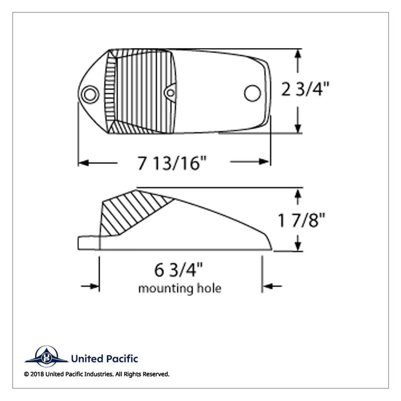 Amber 15 diode LED small rectangular cab light w/chrome housing