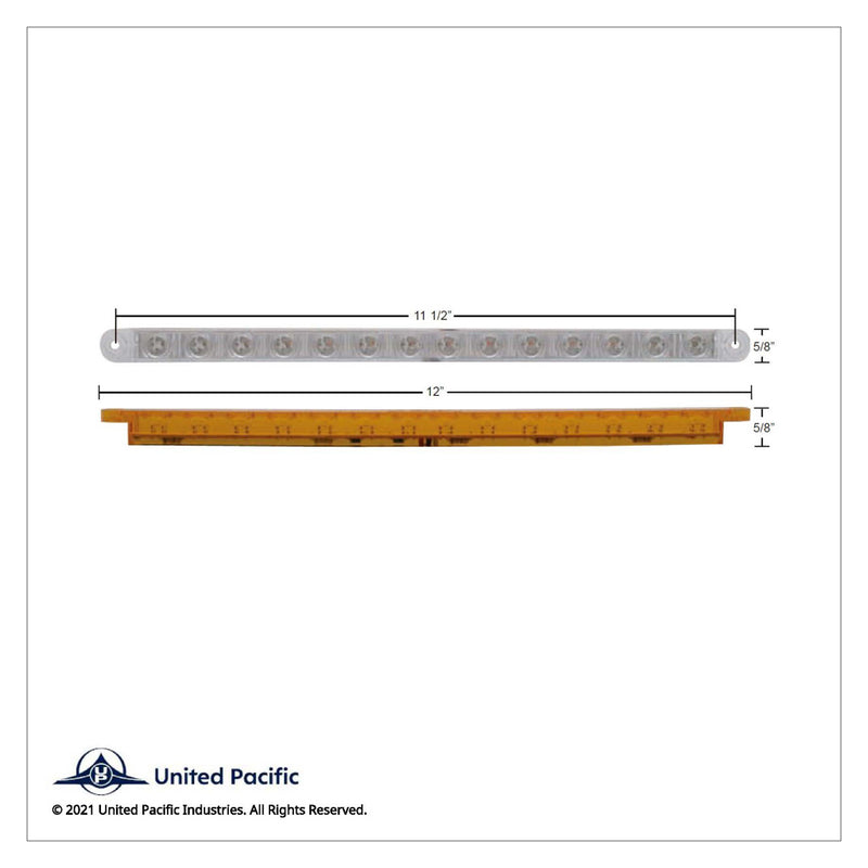 Amber thin 12" long LED turn signal light bar