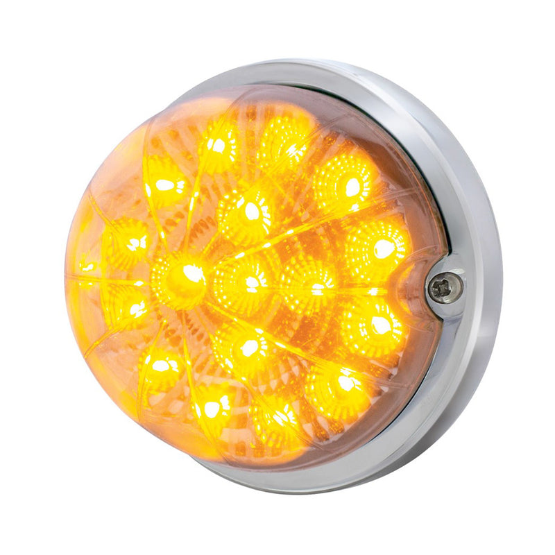 Amber 17 diode LED cab light-style turn signal w/reflector and stainless steel bezel - CLEAR lens