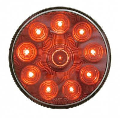 Red 10 diode 4" round LED stop/turn/tail light w/chrome lens