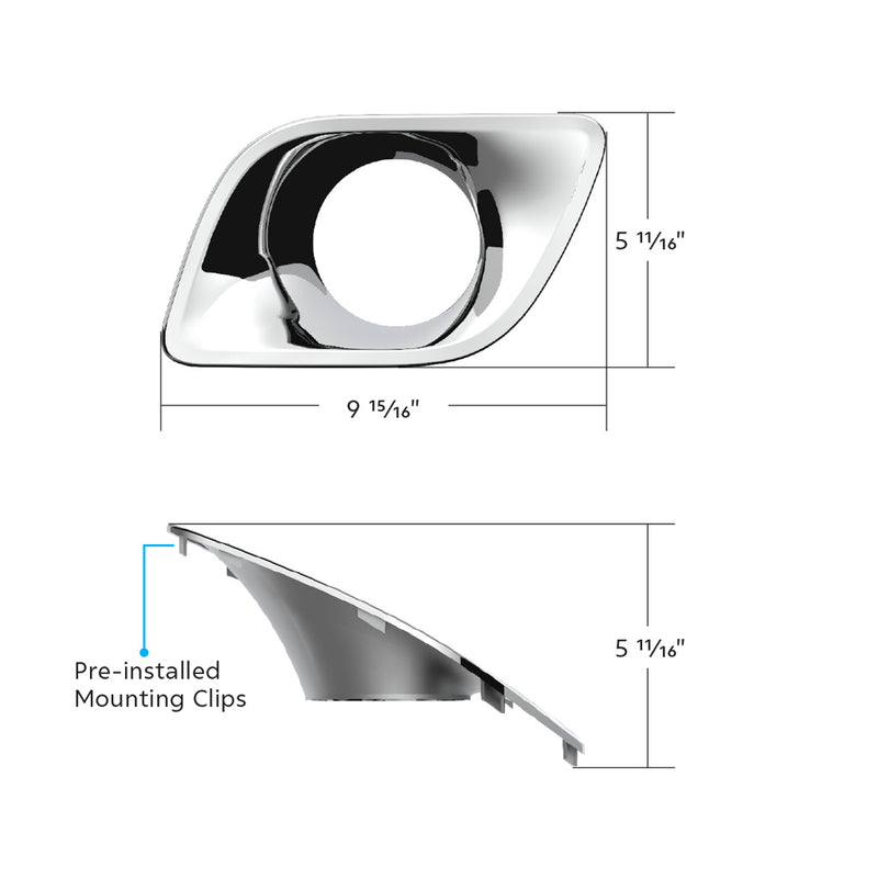Kenworth T680 2013-2021 chrome plastic fog light trim