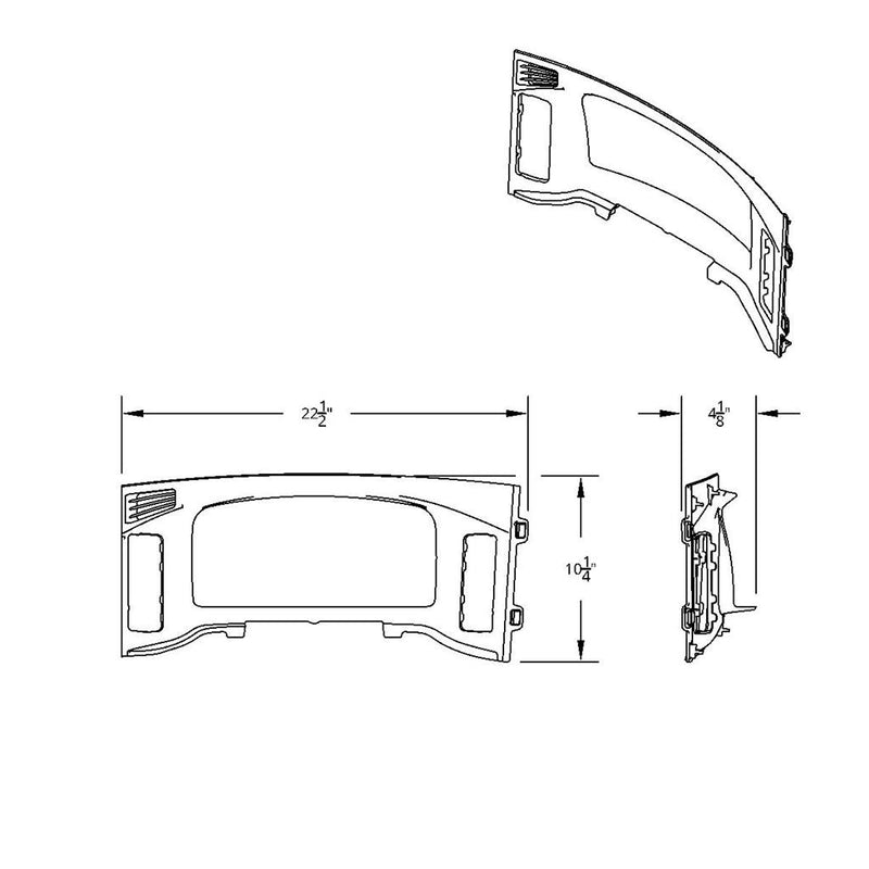 Freightliner Cascadia 2018-2023 chrome plastic center dash instrument panel bezel