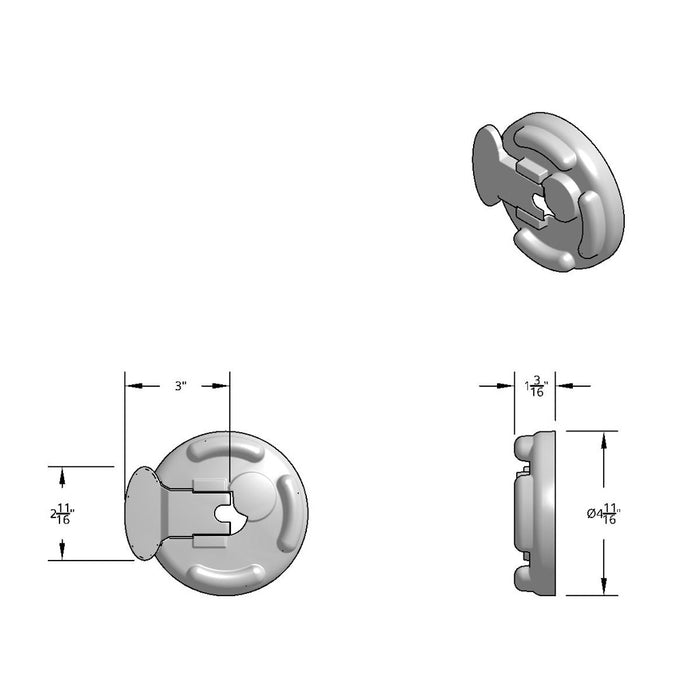 Peterbilt chrome plastic fuel cap cover - locking, 2 piece kit