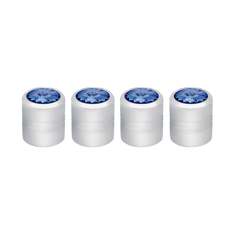 Chrome aluminum tire valve stem cover with jewel - 4/PACK