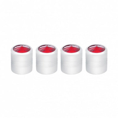 Chrome aluminum tire valve stem cover with jewel - 4/PACK