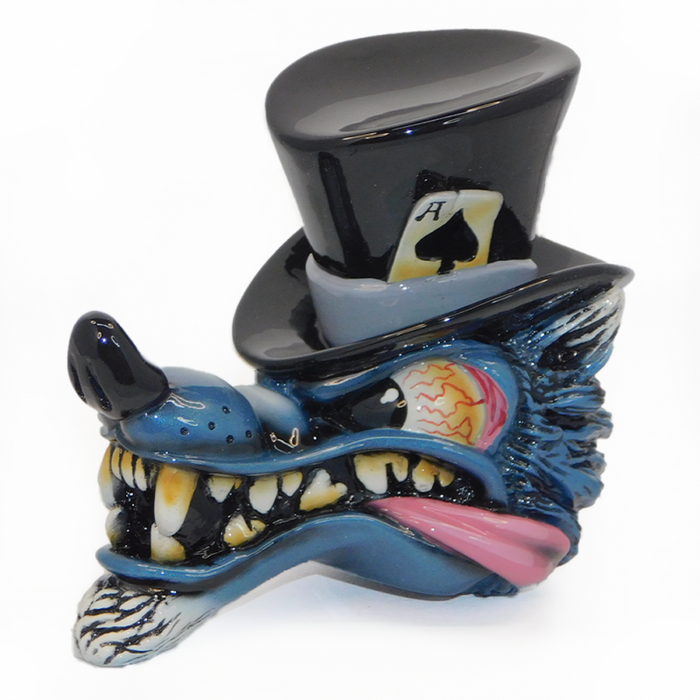 Wolf in top hat gear shift knob with 1/2" x 13 threaded insert
