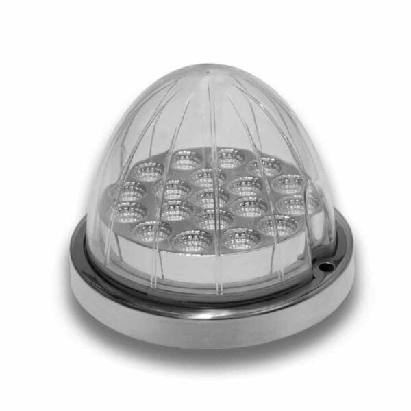 Dual Revolution Amber/White 19 diode watermelon-style LED light w/base - CLEAR lens