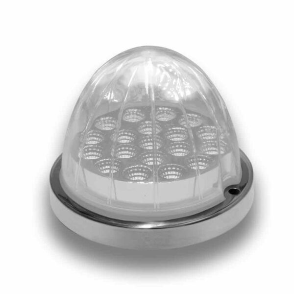Dual Revolution Amber/White 19 diode watermelon-style LED light w/base - CLEAR lens
