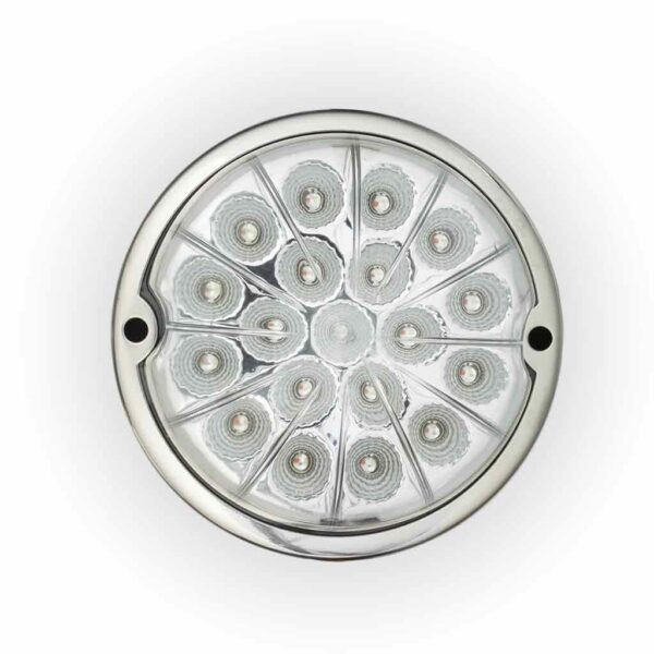 Dual Revolution Amber/White 19 diode watermelon-style LED light w/base - CLEAR lens