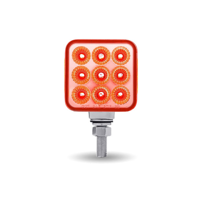 Dual Revolution Amber/Red/Green 3" square pedestal LED marker/turn signal/auxiliary light w/single mounting post