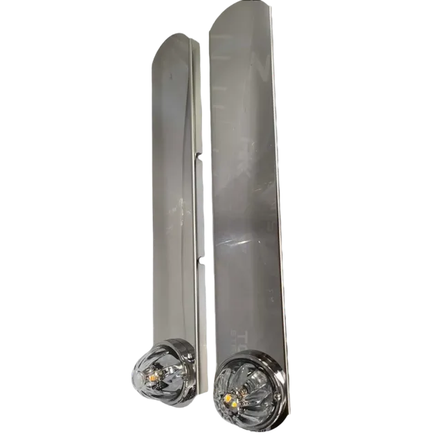 Peterbilt 379/389 stainless steel air cleaner bracket with 1 watermelon light hole - PAIR