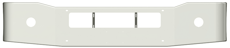 Freightliner Coronado 2002-2009 chrome steel 17" gullwing bumper with mounting holes and OEM fog light holes