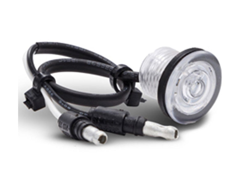 Red 1" bulls-eye single diode LED marker light w/bullet plugs - no bezel, CLEAR lens