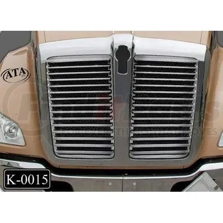 Kenworth T680 stainless steel hood grill with 15 louvers per side