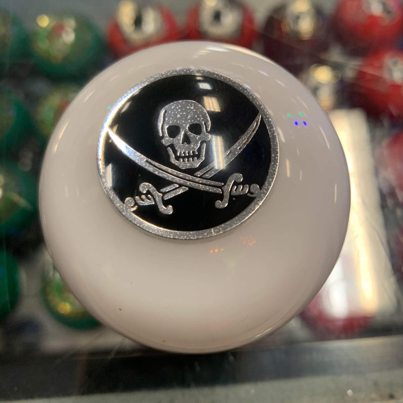 Jolly Roger embedded 2.25" diameter round gear shift knob